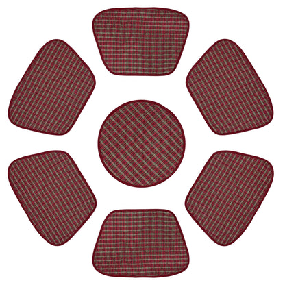 Wedge quilted placemat ,Trivet, pot holder, table mat christmas red plaid cotton reversible placemat by HOME HEART Brands(India)