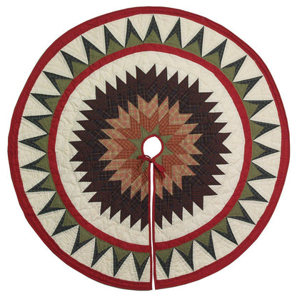 Christmas tree skirt Table top tree skirt Lone Star calico plaid hand quilted patchwork Heirloom Quality by HOME HEART Brands(Made in India)