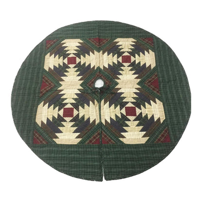 Christmas tree skirt 24" inch hand made hand quilted Pinwheel plaid thick Double Layer Heirloom Quality by HOME HEART Brands( Made in India)