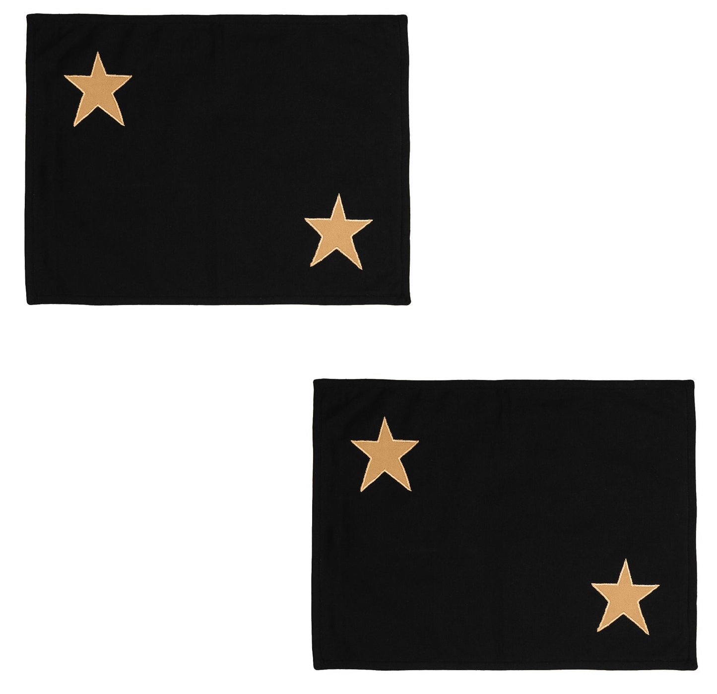 Cotton placemat & Toppers Premium tapestry cotton fabric black with beige star applique embroidered by Home Heart Brands(Made in India)