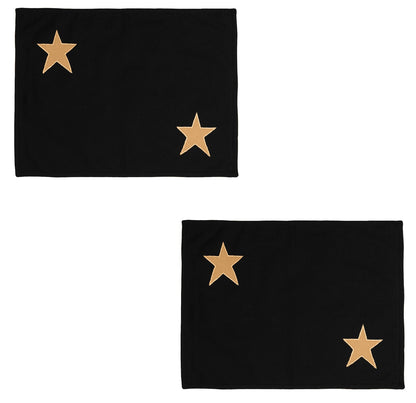 Cotton placemat & Toppers Premium tapestry cotton fabric black with beige star applique embroidered by Home Heart Brands(Made in India)