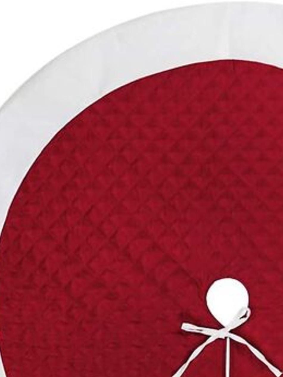 Christmas tree skirt red faux silk plush white border quilted Thick Double Layer tree skirt by HOME HEART Brands