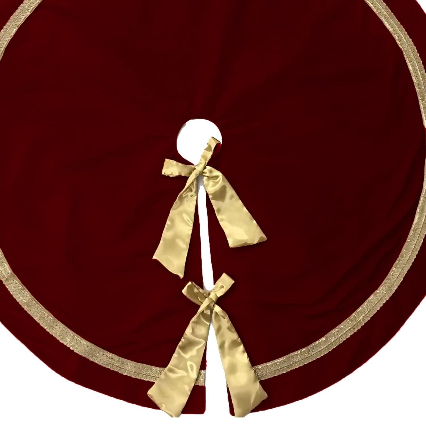 Christmas tree skirt hand crafted Luxurious maroon velvet & satin bow double Layer Heirloom Quality by HOME HEART Brands(Made in India)