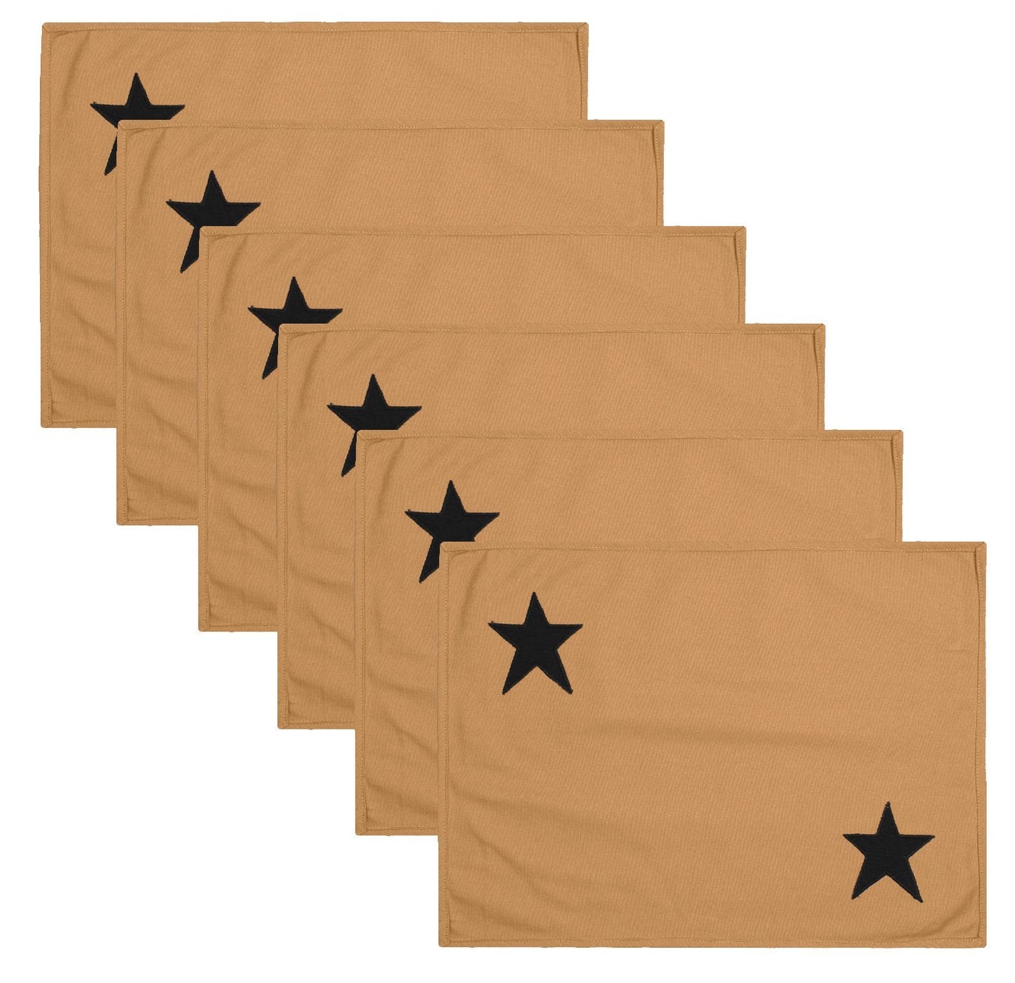 Cotton placemat & Toppers Premium tapestry cotton fabric beige with black star applique embroidered by Home Heart Brands(Made in India)