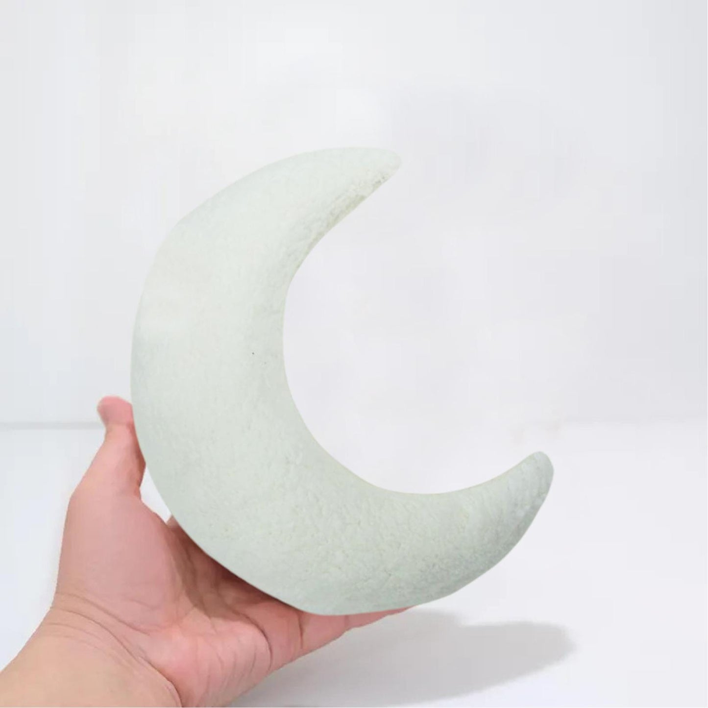 Sherpa moon pillow soft plush, neutral moon pillow, neutral moon decor, sherpa moon shaped pillow by HOME HEART Brands (Made in India)