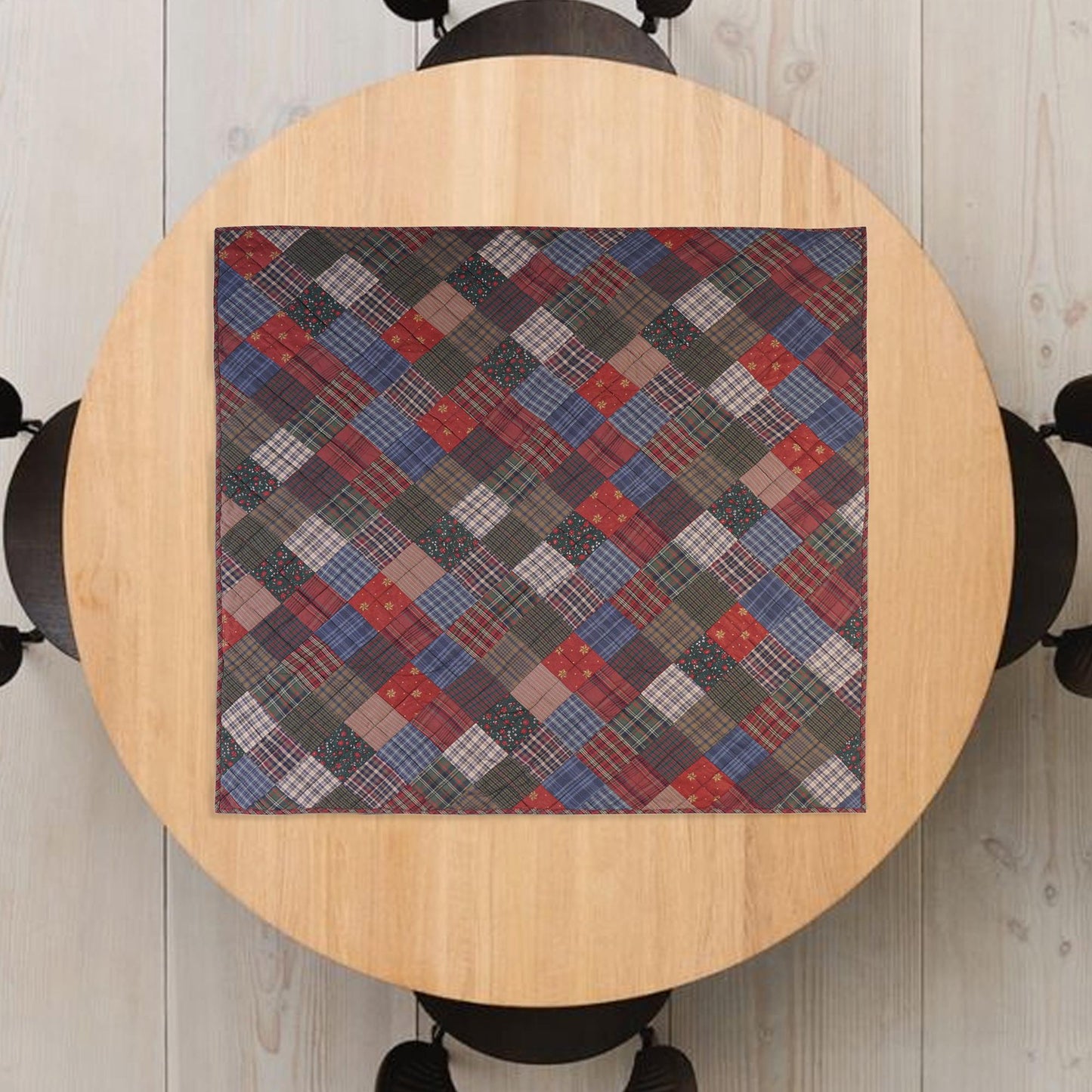 Calico plaid print Charms square 41"x41" country Cotton  Quilted Hand made patchwork Wall hanging & Toppers, baby quilt by HOME HEART Brands