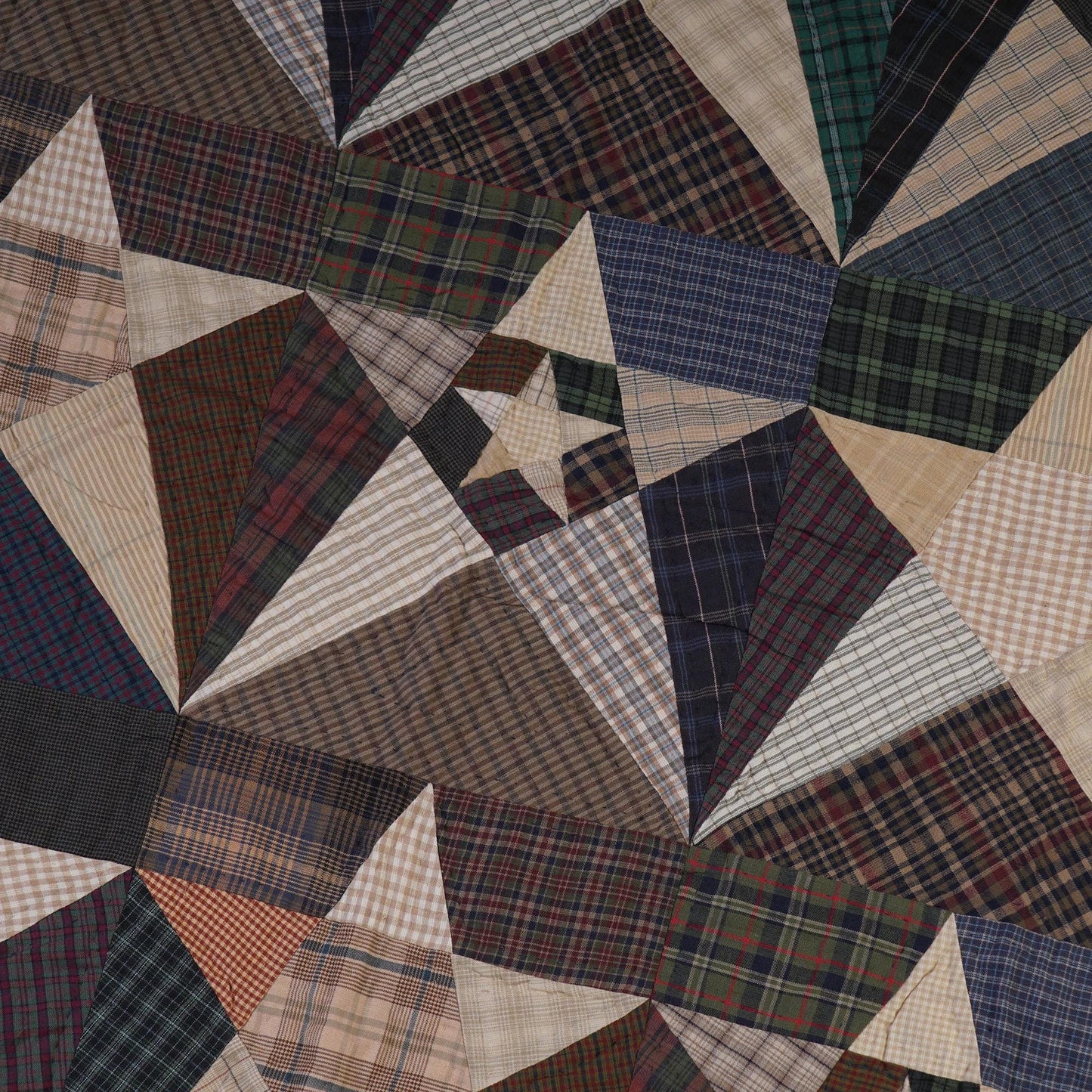 Hand made calico plaid Primitive Star 44"x44" country Cotton Hand Quilted patchwork Wall hanging & Toppers, baby quilt by HOME HEART Brands