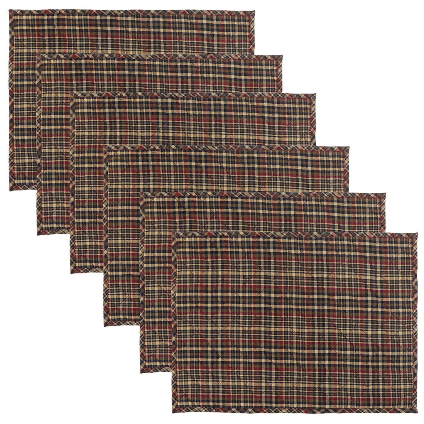 Quilted PLACEMAT multi Country Plaid Country Plaid 14"X19" by HOME HEART Brands/Tablemat