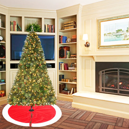 Christmas tree skirt Santa Claus dressed red white micro velvet Thick Double Layer by HOME HEART Brands ( Made in India)