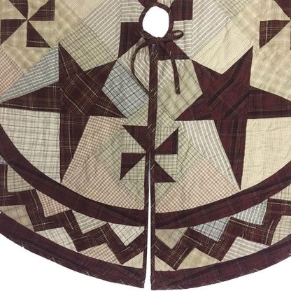 Christmas tree skirt 46" round hand made hand quilted patchwork colonial pinwheel star Thick Double Layer by HOME HEART Brands