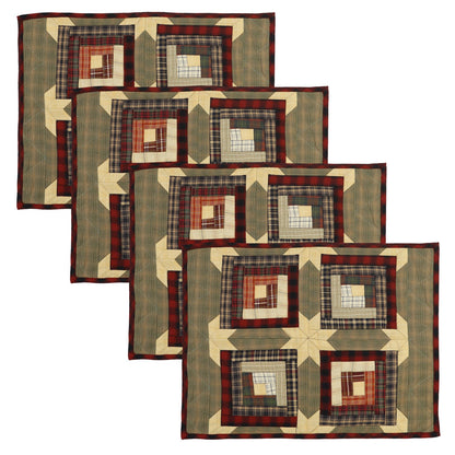 Quilted Placemat & Table toppers Tablemat Country Cabin Green gold by HOME HEART Brands(Made in India)