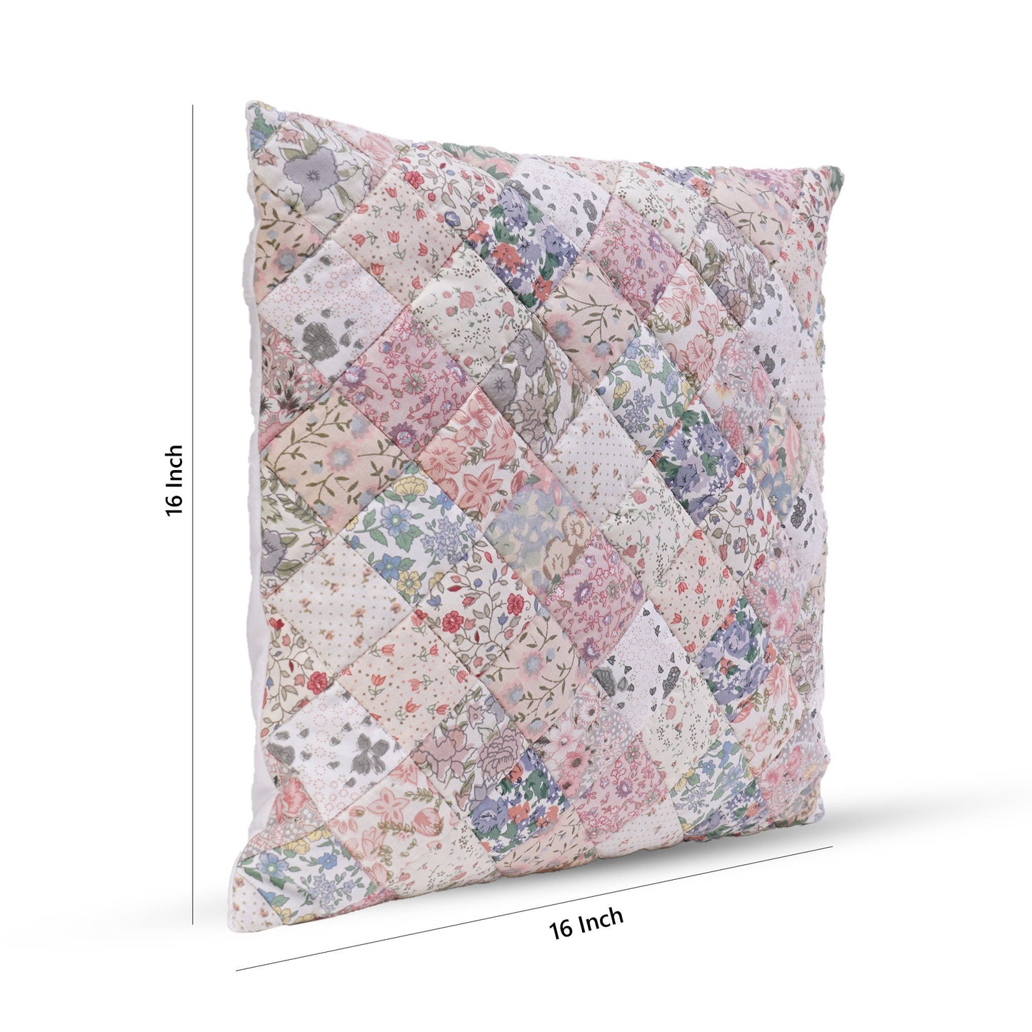 Quilted patchwork pillow cover, cushion cover, decorative throw pillow, pillow Calico Country Floral by HOME HEART Brands(made in India)