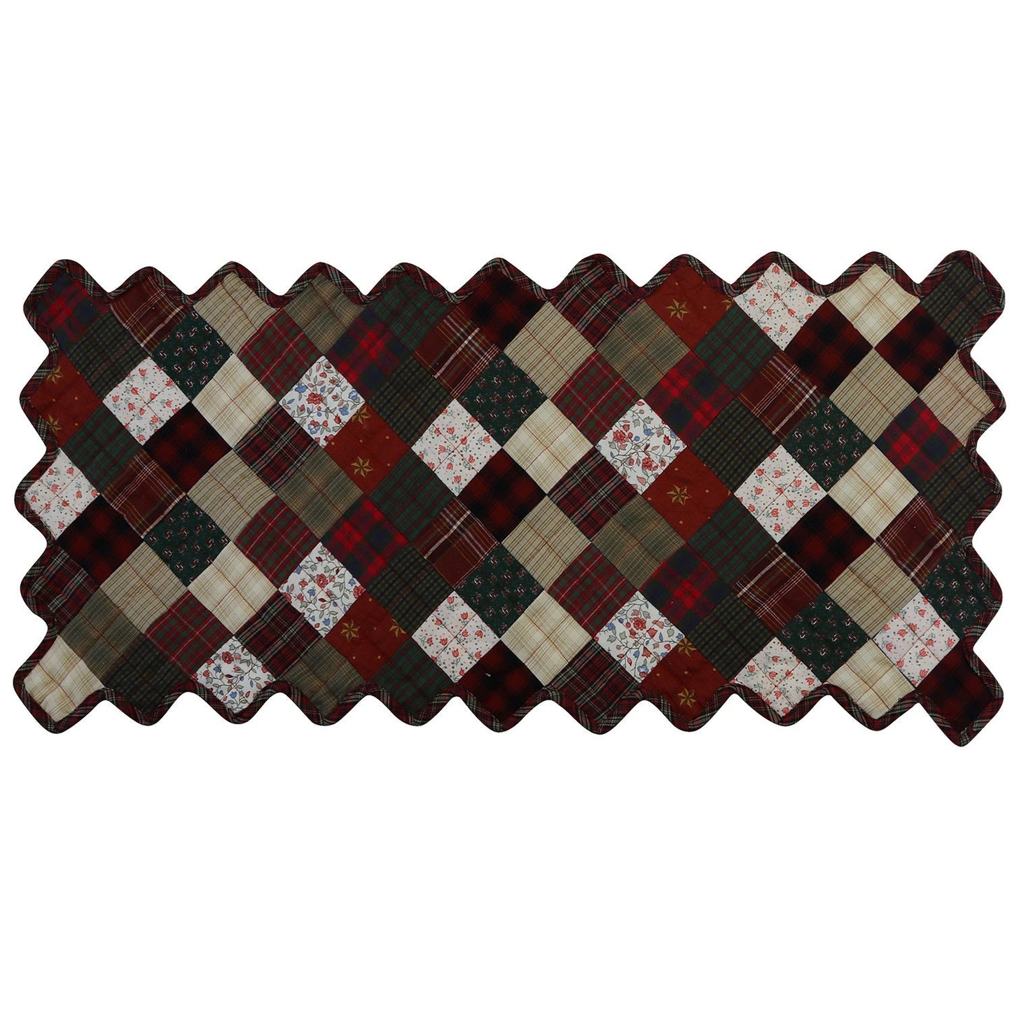 Quilted Table Runner & Toppers patchwork Mix plaid, print Country  by HOME HEART Brands (Made in India)