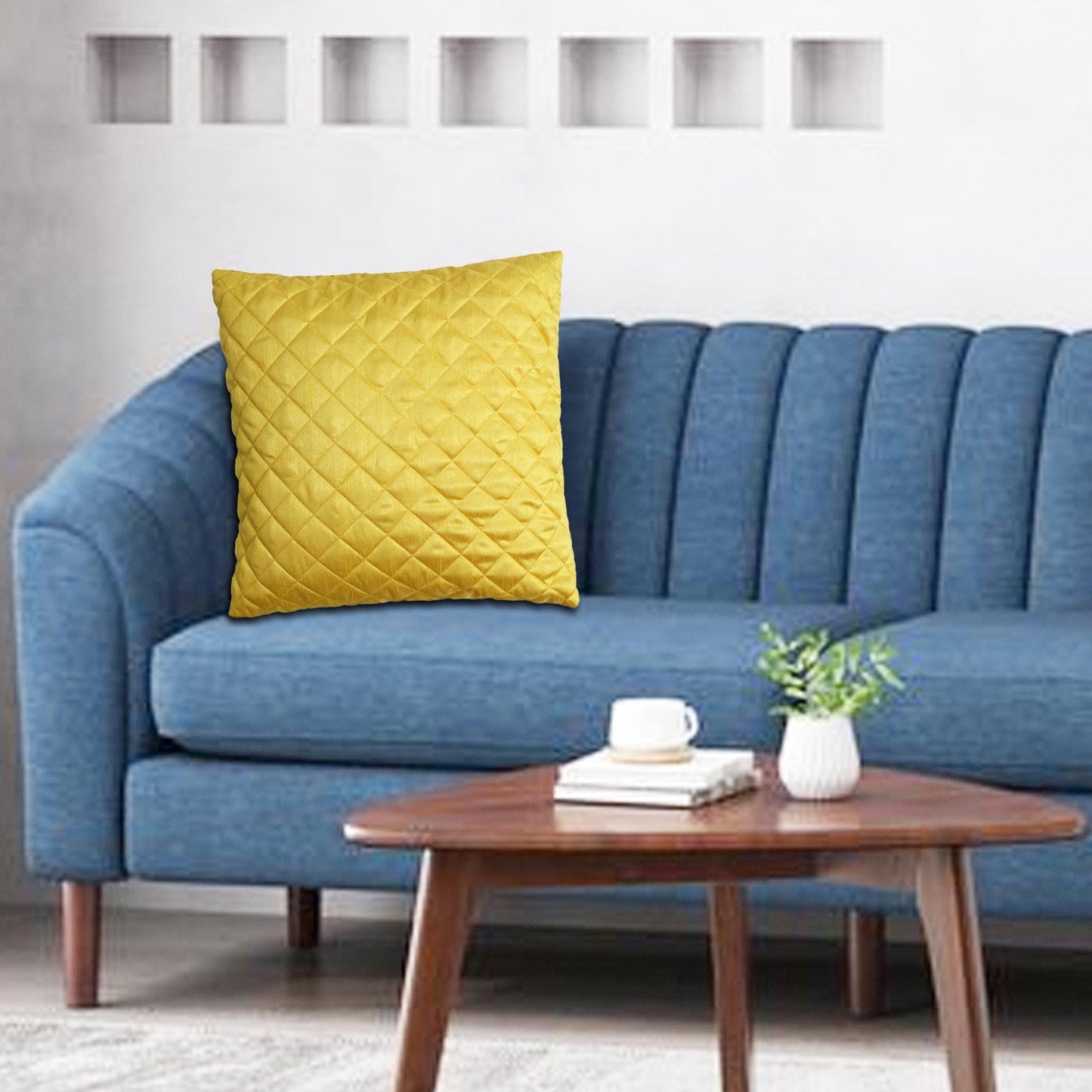 Lemon yellow Quilted Faux Dupioni Silk Cushion Covers Throw Pillow, Zipper Closure, Accent Pillow  Decorative pillow by HOME HEART Brands