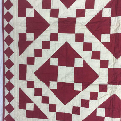 Wall hanging Hand made hand quilted quilt, Throw, Table topper Red Diamond chain square 100% Cotton Heirloom Quality by HOME HEART Brands