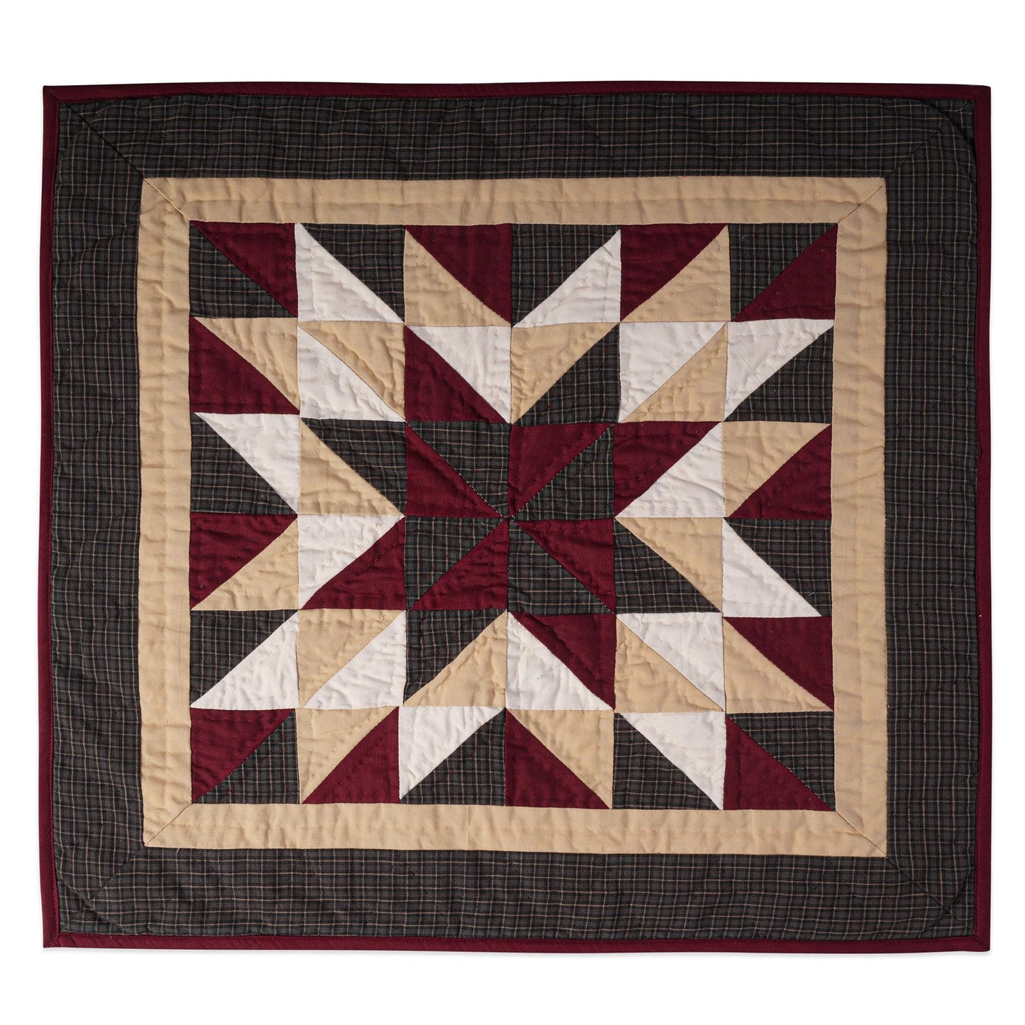 Hand made Hand quilted Throw Quilt, Table Topper 20"x20" Broken star blue plaid quilt by Home Heart brands (Made in India)