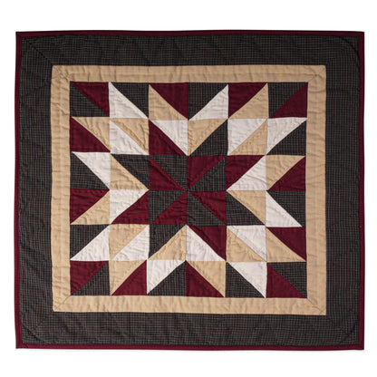 Hand made Hand quilted Throw Quilt, Table Topper 20"x20" Broken star blue plaid quilt by Home Heart brands (Made in India)