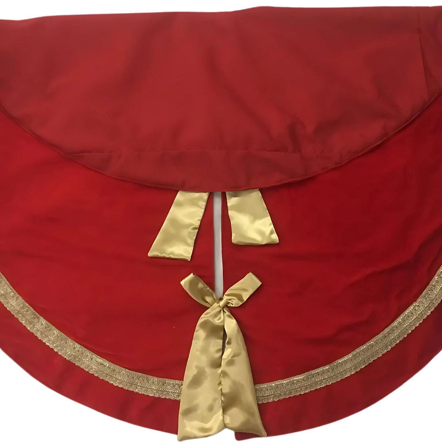 Christmas tree skirt Luxurious red velvet satin bow double Layer Heirloom Quality by HOME HEART Brands(Made in India)