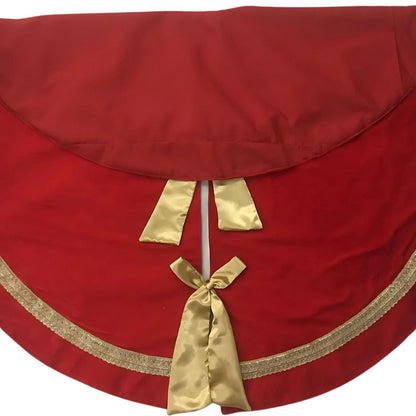 Christmas tree skirt Luxurious red velvet satin bow double Layer Heirloom Quality by HOME HEART Brands(Made in India)