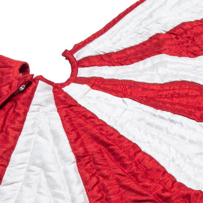 Christmas tree skirt red & white faux silk in shape of triangles and intricate quilting thick Double Layer tree skirt by HOME HEART Brands