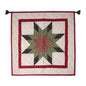 Hand made Hand quilted Throw Quilt, Table Topper 20"x20" Lone Star red green plaid calico quilt by Home Heart brands (Made in India)