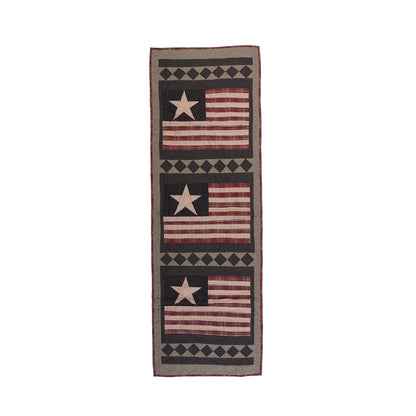 Hand Quilted patchwork 18"x52" Table Runner & Toppers Country Americana flag calico cotton fabric by HOME HEART Brands(made in INDIA)
