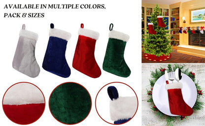Christmas stocking Traditional red velvet (9 inch tall) by HOME HEART Brands(Made in India)
