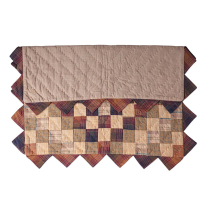 Hand made Hand quilted Throw Quilt, Table Topper  sunrise autumn plaid calico zig zag quilt by Home Heart brands (Made in India)