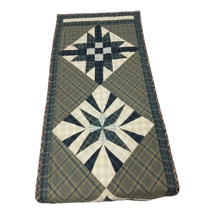 Table runner hand quilted, Table Toppers Star of Star plaid Patchwork Table runner Country Style  by HOME HEART Brands(made in INDIA)