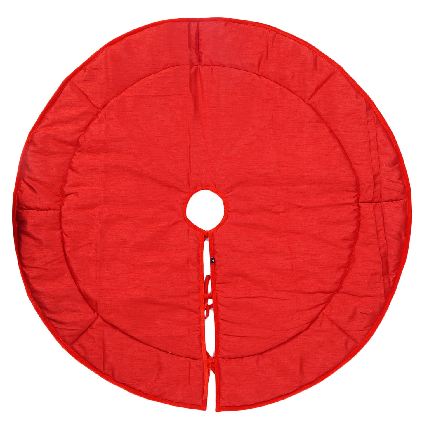 Christmas tree skirt red micro velvet with ivory lurex burlap Thick Double Layer Heirloom Quality by HOME HEART Brands(Made in India)