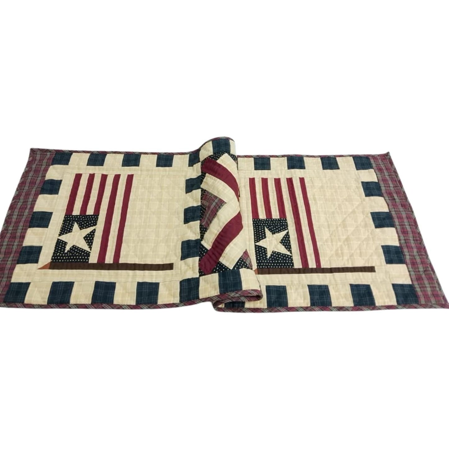 Table runner hand quilted, patchwork, Table Toppers Calico country American flag  Patchwork Table runner by HOME HEART Brands(made in INDIA)