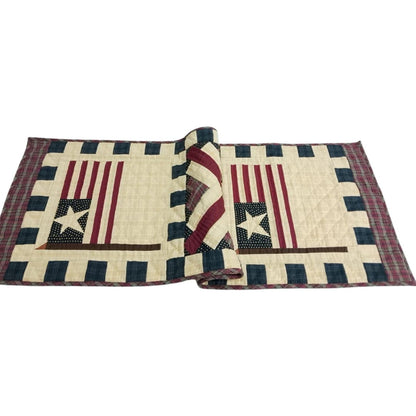 Table runner hand quilted, patchwork, Table Toppers Calico country American flag  Patchwork Table runner by HOME HEART Brands(made in INDIA)