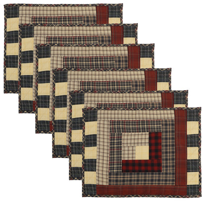Quilted placemat Tablemat patchwork 14"X19" Colonial Country Log Cabin by HOME HEART Brands(Made in India)