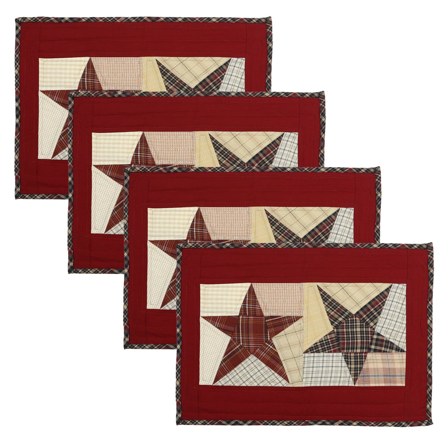Quilted placemat & table mat patchwork rustic star country  plaid by HOME HEART Brands( made in INDIA)