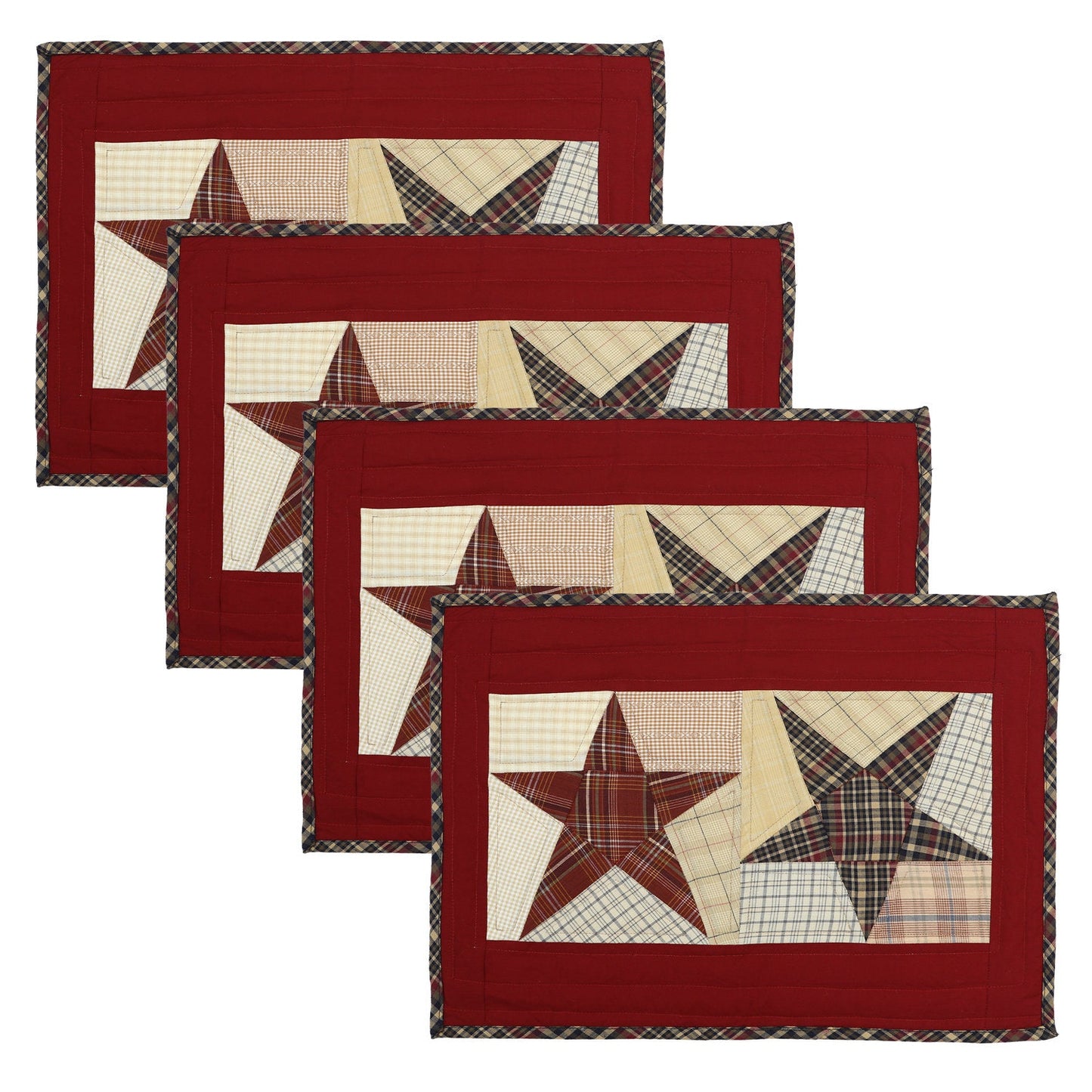 Quilted placemat & table mat patchwork rustic star country plaid by HOME HEART Brands( made in INDIA)