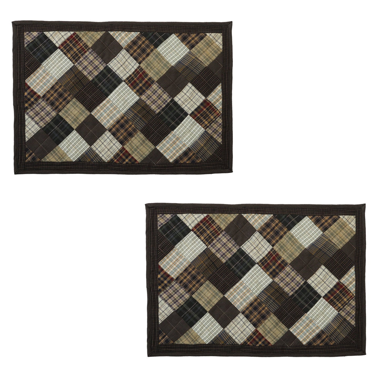 Quilted placemats/Table mat patchwork country Farm Mix plaid 14"X19" by HOME HEART Brands(Made in India)