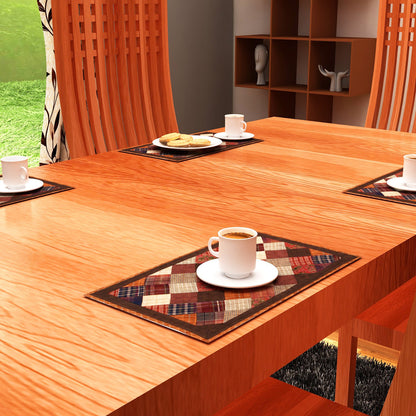 Quilted placemat & table mat patchwork autumn mix country plaid, calico print by HOME HEART Brands( made in INDIA)