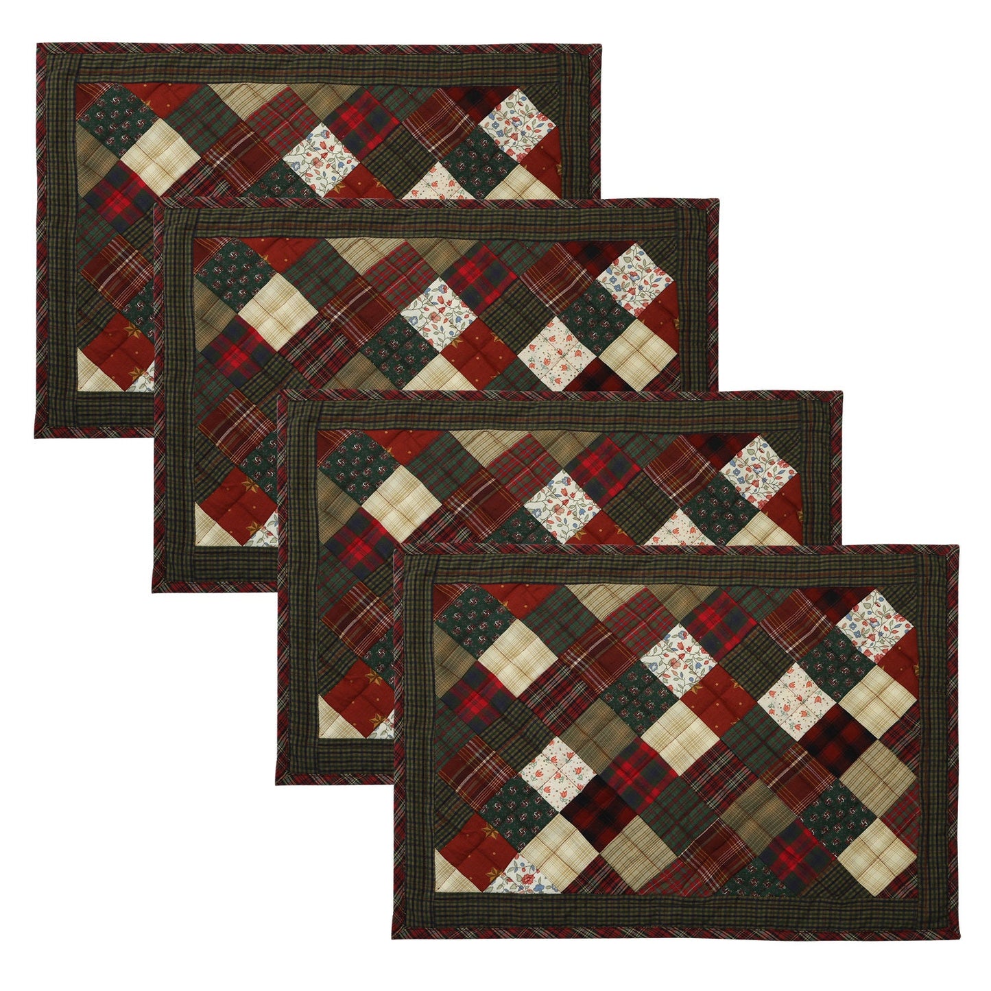Quilted placemats / Tablemat patchwork 14"X19" Winter mix country by HOME HEART Brands(Made in India)