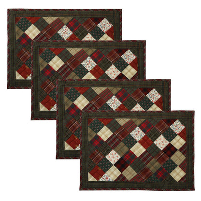 Quilted placemats / Tablemat patchwork 14"X19" Winter mix country by HOME HEART Brands(Made in India)