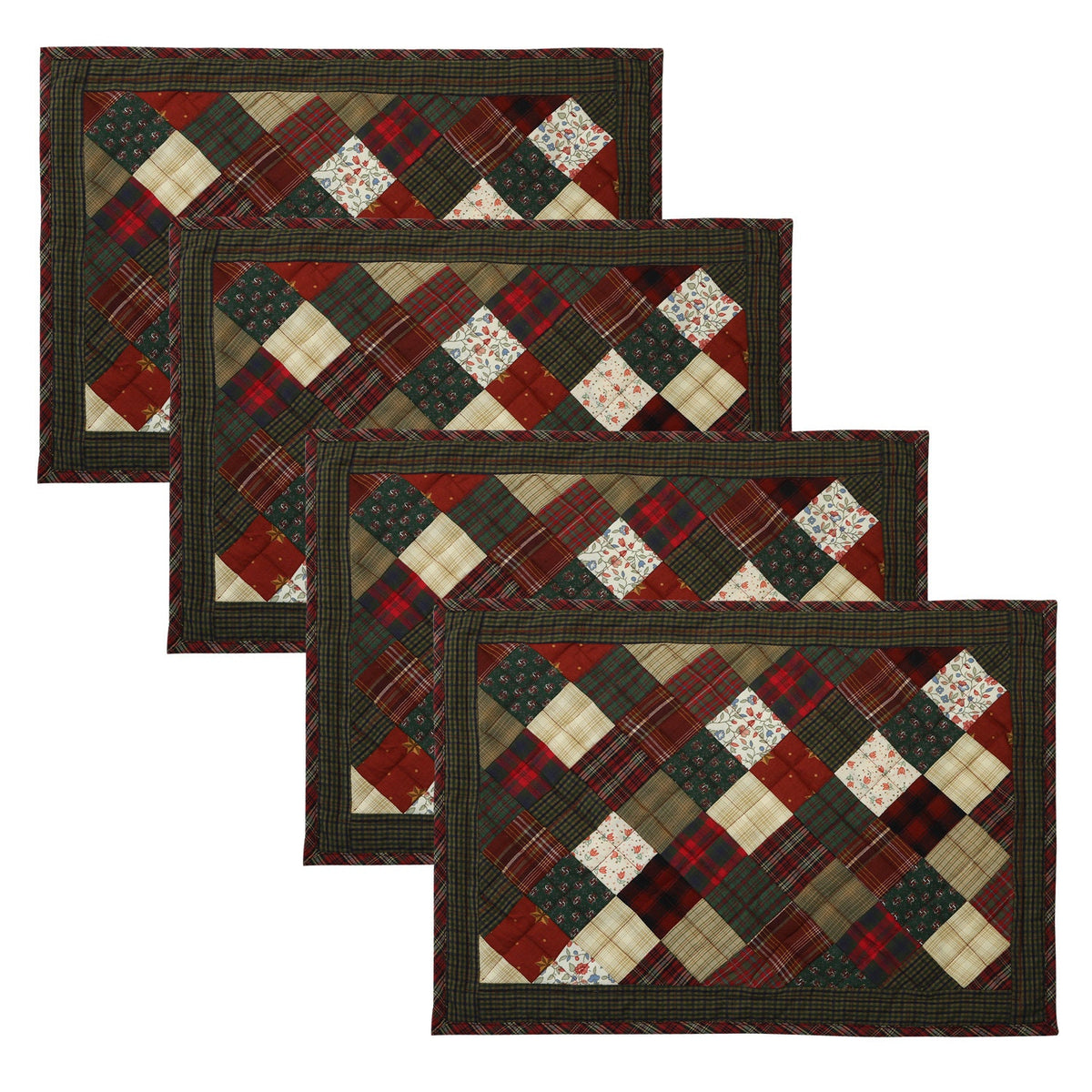 Quilted placemats / Tablemat patchwork 14"X19" Winter mix country by HOME HEART Brands(Made in India)