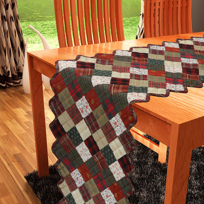 Quilted patchwork Table Runner & Toppers patchwork Mix country plaid, calico print by HOME HEART Brands( made in INDIA)