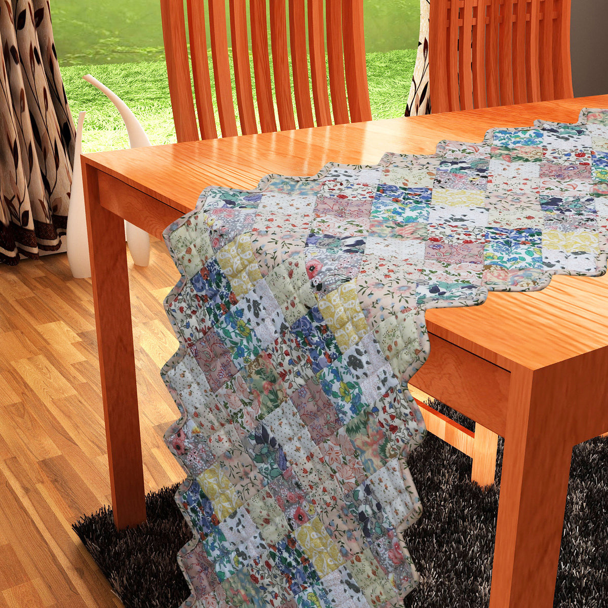 Table runner quilted patchwork Table Runner & Toppers Calico Country Floral by HOME HEART Brands(made in INDIA)