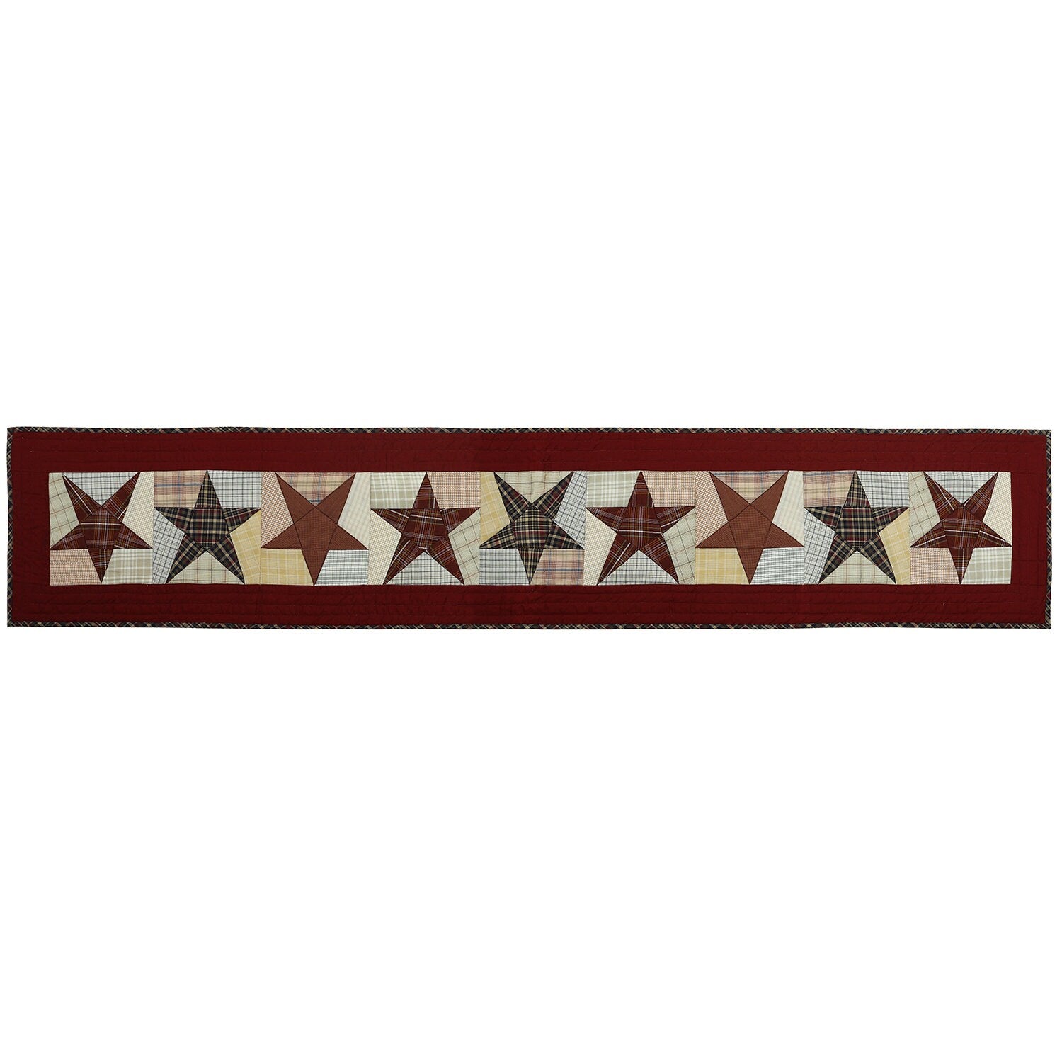 Quilted Table Runner & Toppers patchwork colonial country star primitive plaid by HOME HEART Brands( made in INDIA)