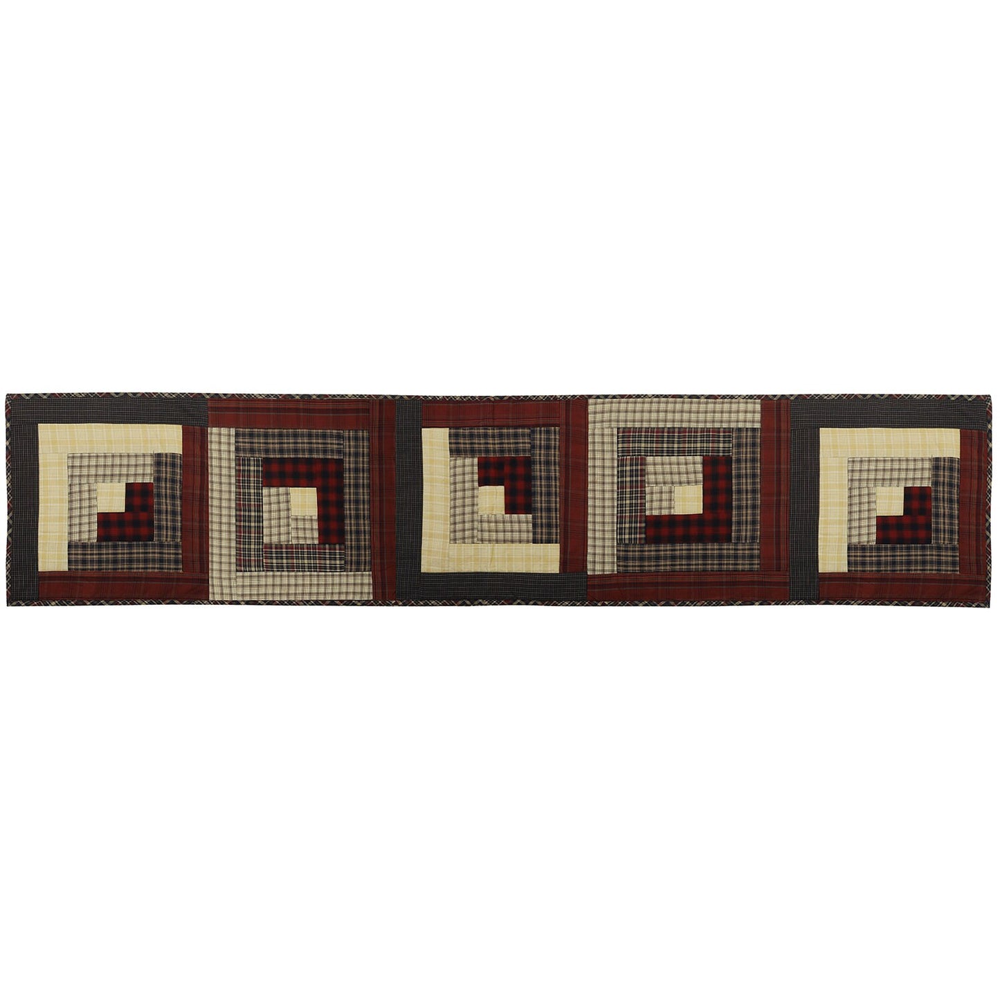 Quilted Table Runner & Toppers patchwork colonial country log cabin primitive plaid by HOME HEART Brands( made in INDIA)