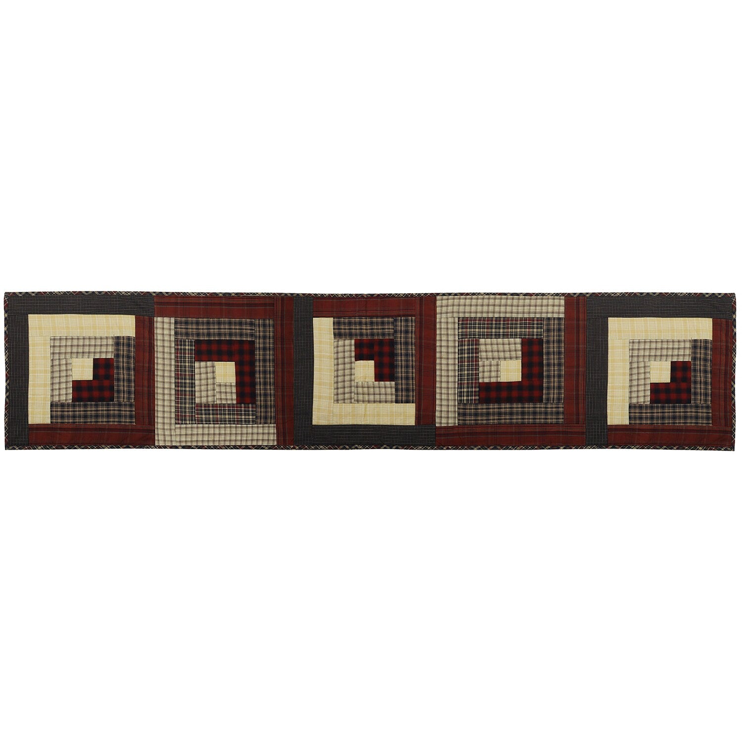 Quilted Table Runner & Toppers patchwork colonial country log cabin primitive plaid by HOME HEART Brands( made in INDIA)