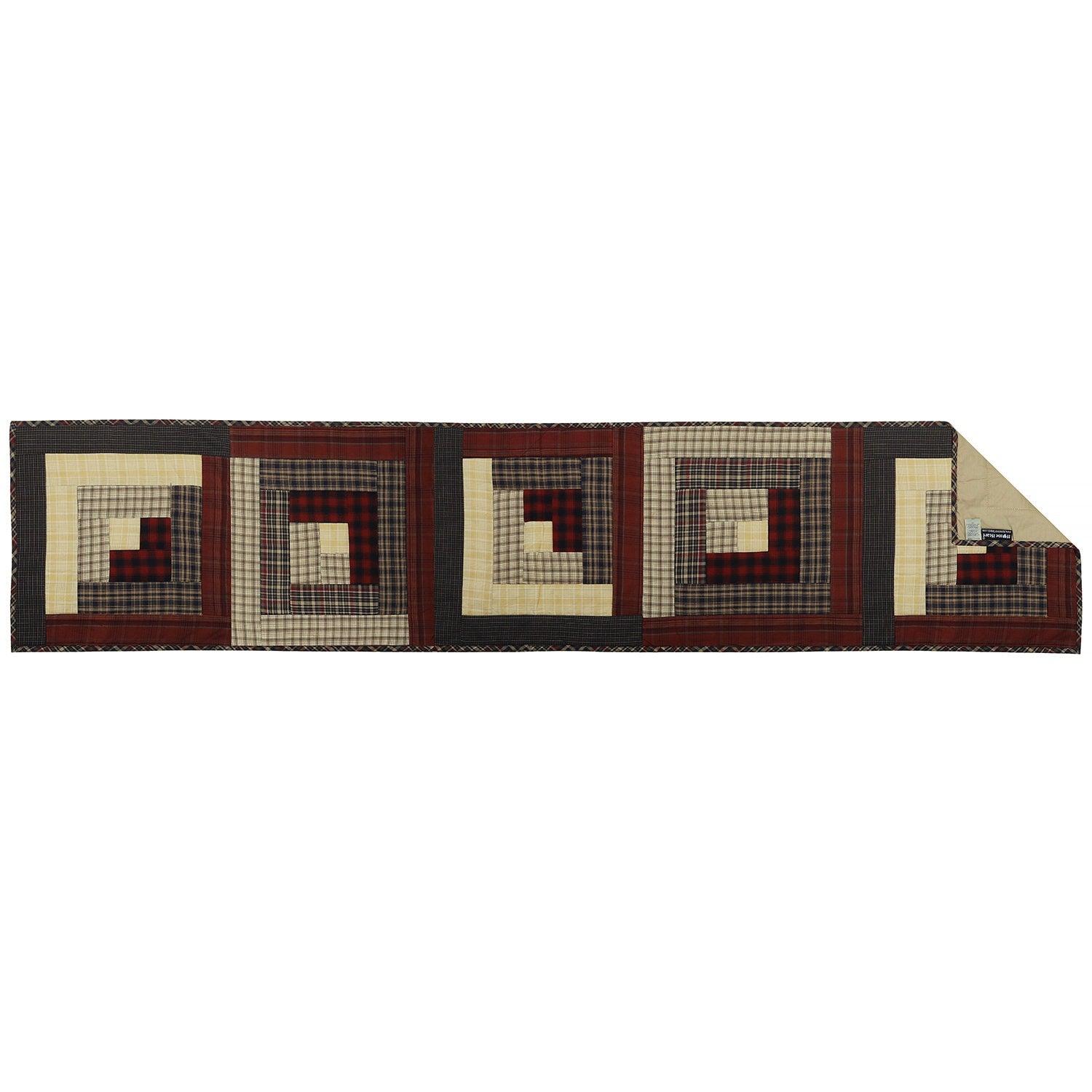 Quilted Table Runner & Toppers patchwork colonial country log cabin primitive plaid by HOME HEART Brands( made in INDIA)