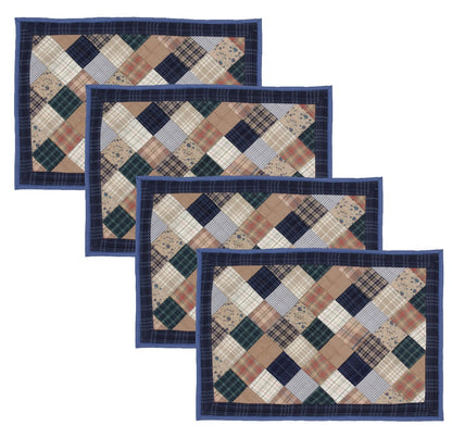 Quilted placemat & table mat patchwork summer mix country plaid, calico print by HOME HEART Brands( made in INDIA)