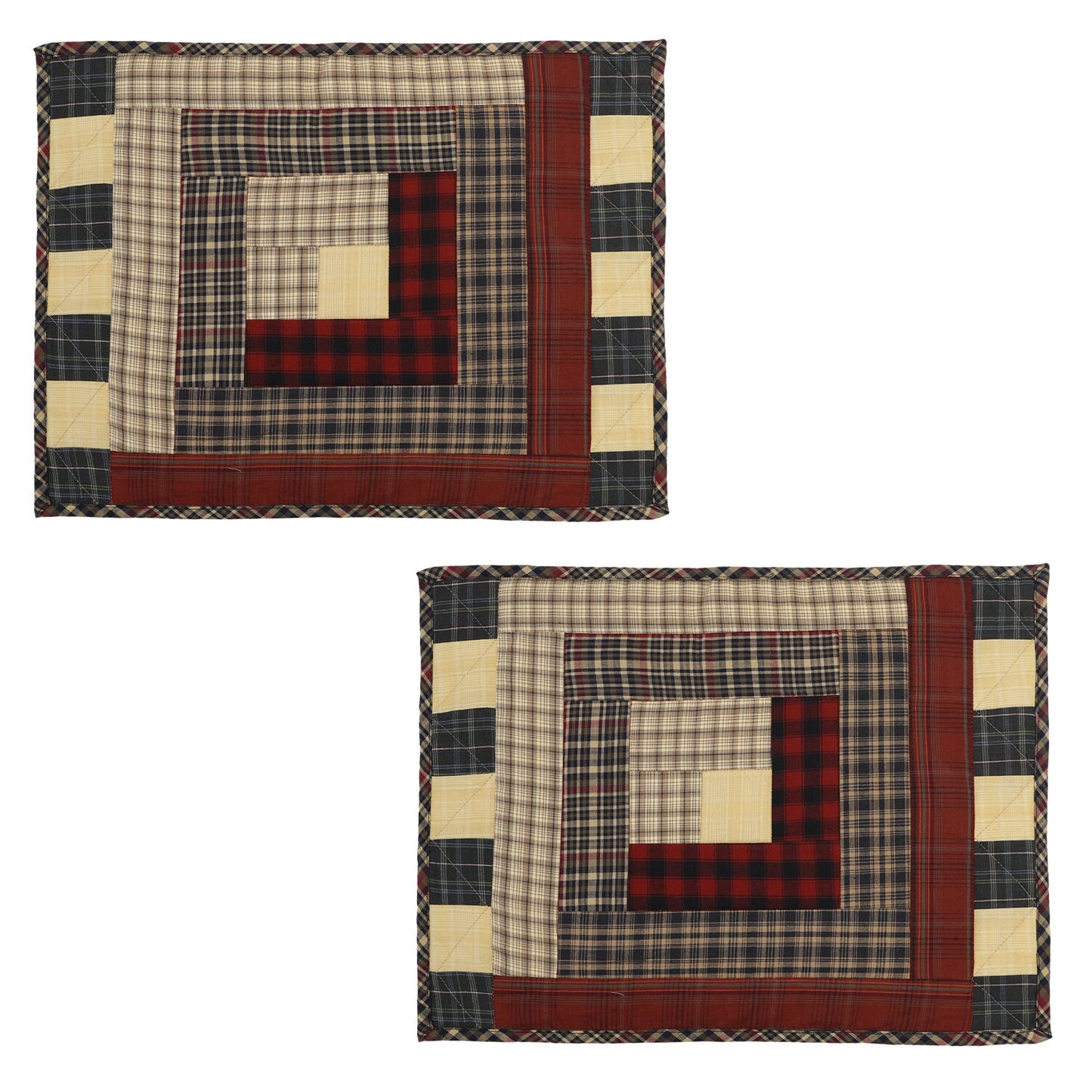 Quilted placemat Tablemat patchwork 14"X19" Colonial Country Log Cabin by HOME HEART Brands(Made in India)