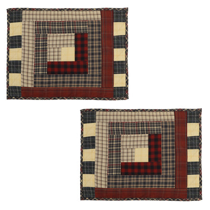 Quilted placemat Tablemat patchwork 14"X19" Colonial Country Log Cabin by HOME HEART Brands(Made in India)