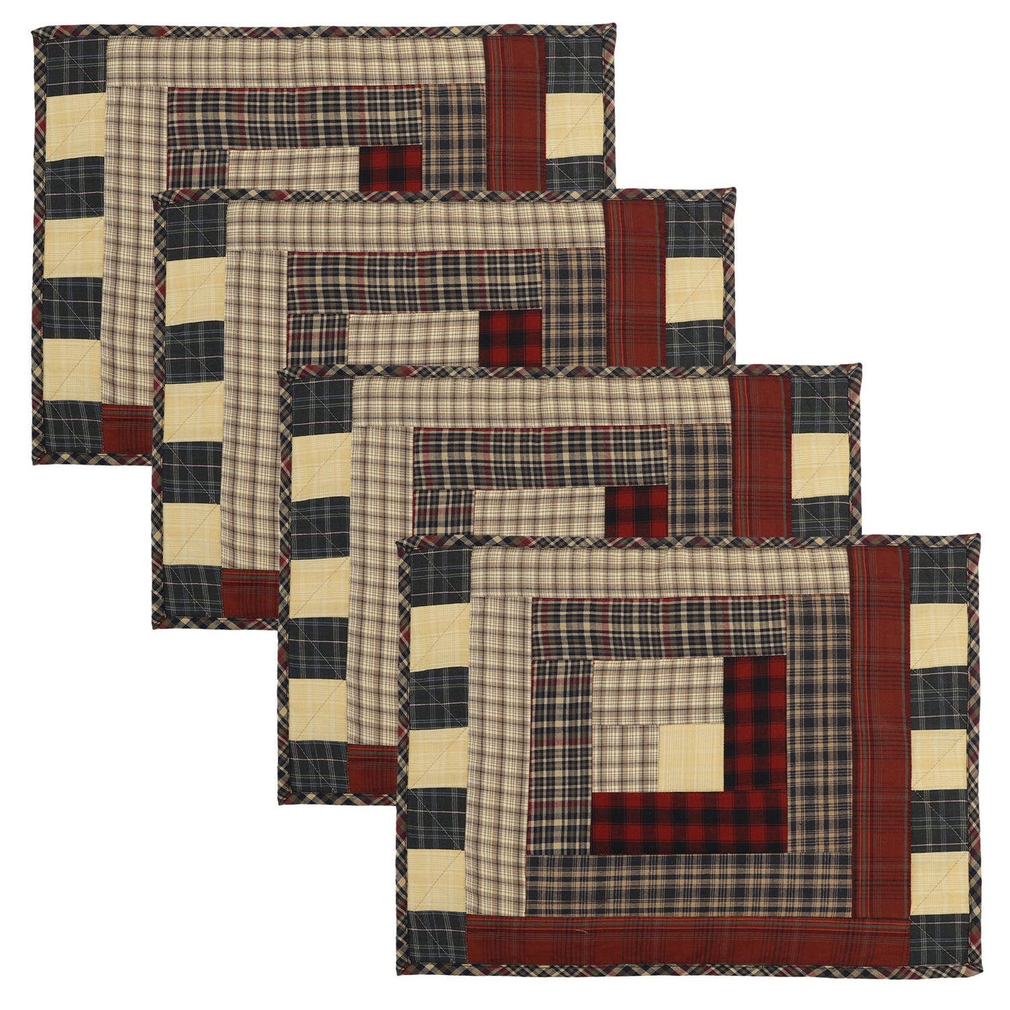 Quilted placemat Tablemat patchwork 14"X19" Colonial Country Log Cabin by HOME HEART Brands(Made in India)
